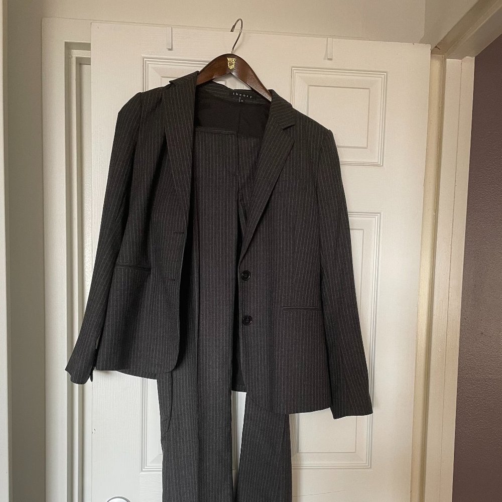 Theory Charcoal Pinstripe Pant
